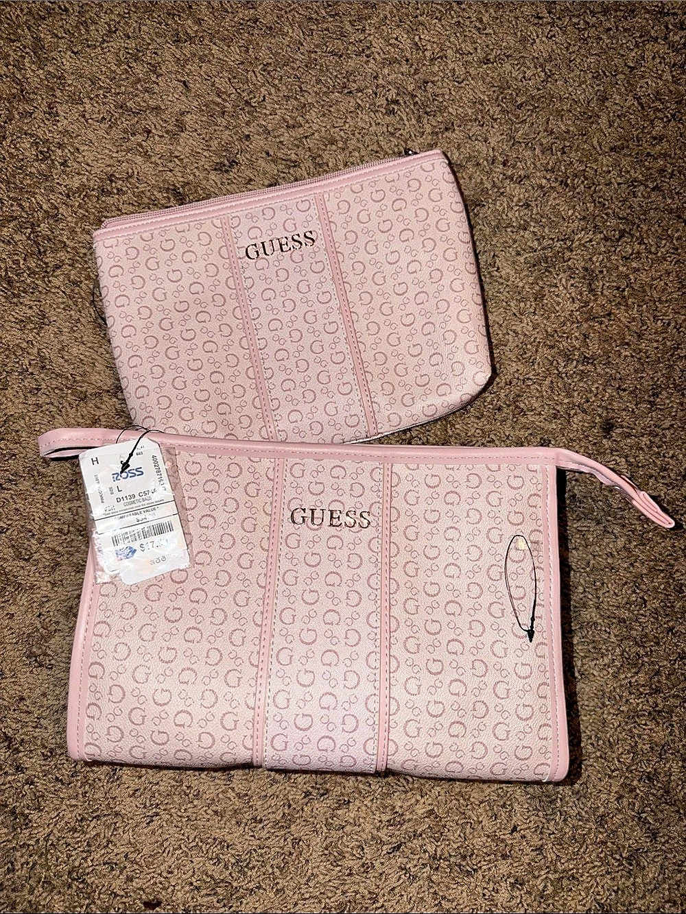 GUESS Junction Travel Cosmetic Bag Set Pink Two-Piece NWT